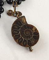 Onyx Mala Necklace with Ammonite Pendant picture