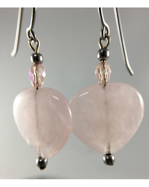 Rose Quartz Heart Earrings picture