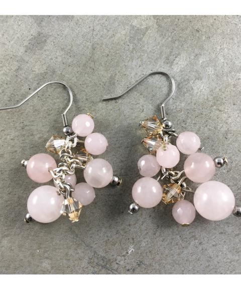 Rose Quartz Cluster Earrings