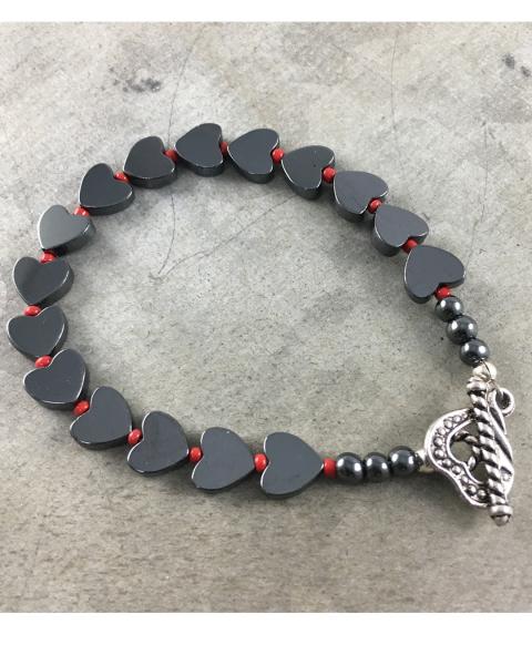 Hematite Heart Bracelet