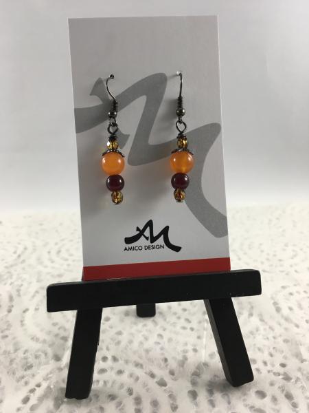 Orange Quartzite and Glass Earrings