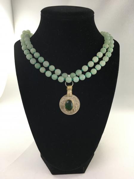 Aventurine Mala Necklace with Glass and Coin Pendang picture