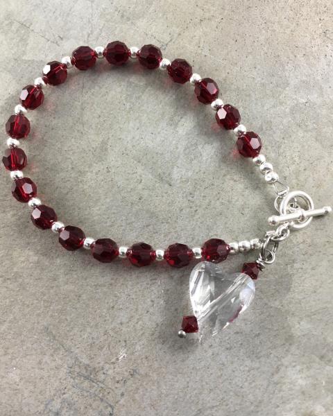 Swarovski Siam Red Crystal and Sterling Bracelet picture