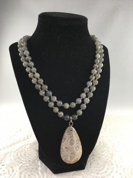 Labradorite Mala Necklace with Stone Pendant