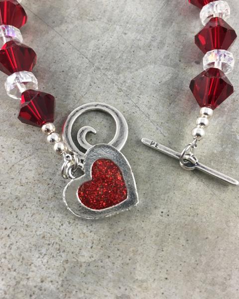 Faceted Glass Bracelet with Heart Charm picture