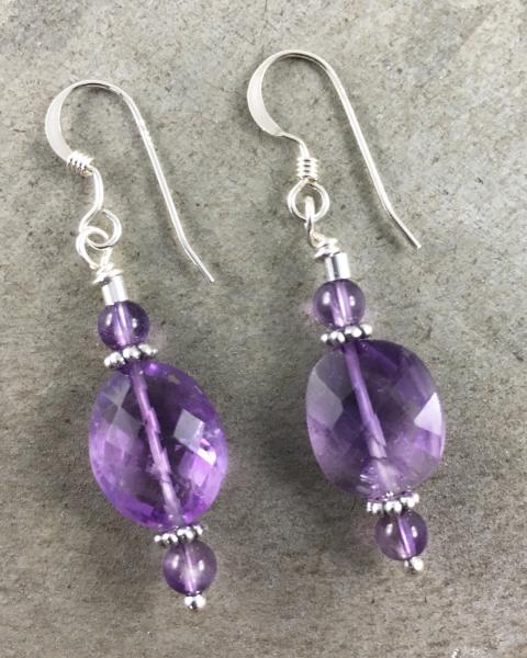 Amethyst Faceted Oval Earrings picture