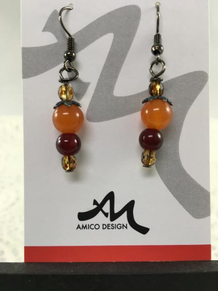 Orange Quartzite and Glass Earrings picture