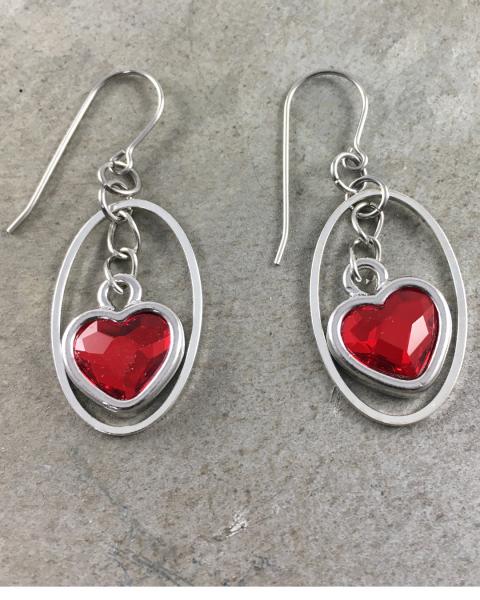 Swarovski Crystal Heart and Hoop Earrings