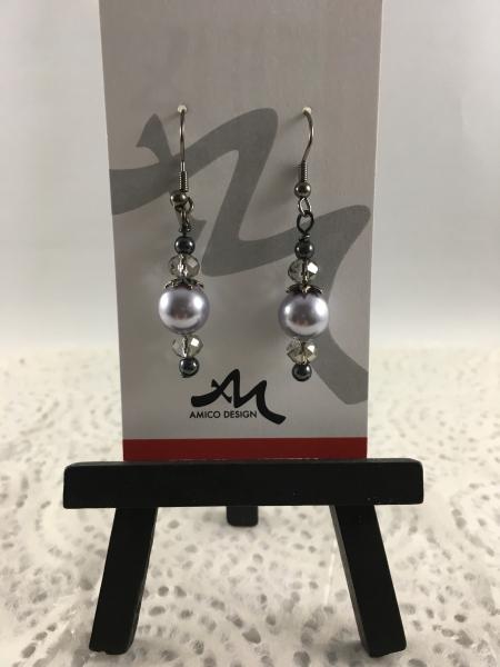 Lavendar Swarovski Pearl and Glass Earrings picture