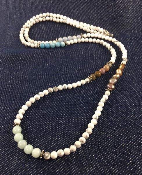 Sand and Sea Necklace_Howlite and Semi-Precious Stones