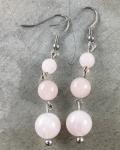 Rose Quartz Three Drop Earrings