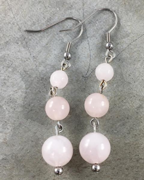 Rose Quartz Three Drop Earrings picture