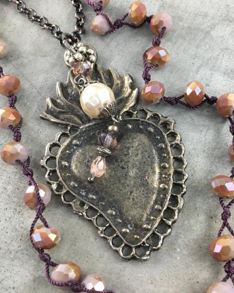 Flame Heart with Baroque Swarovski Pearl Necklace
