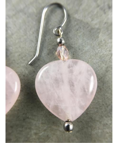 Rose Quartz Heart Earrings picture