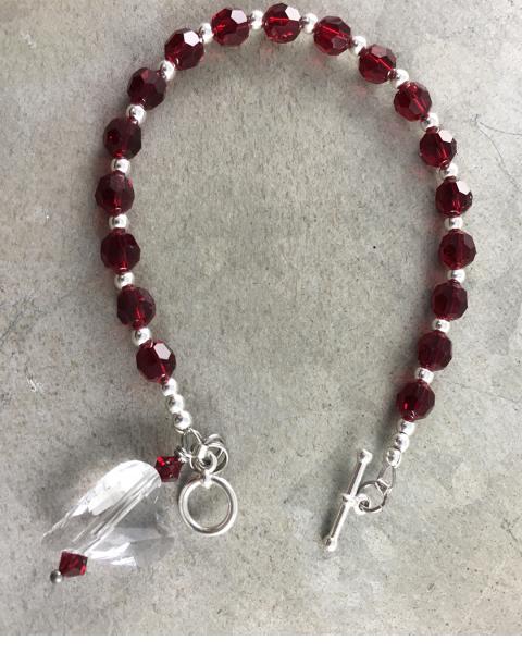 Swarovski Siam Red Crystal and Sterling Bracelet picture