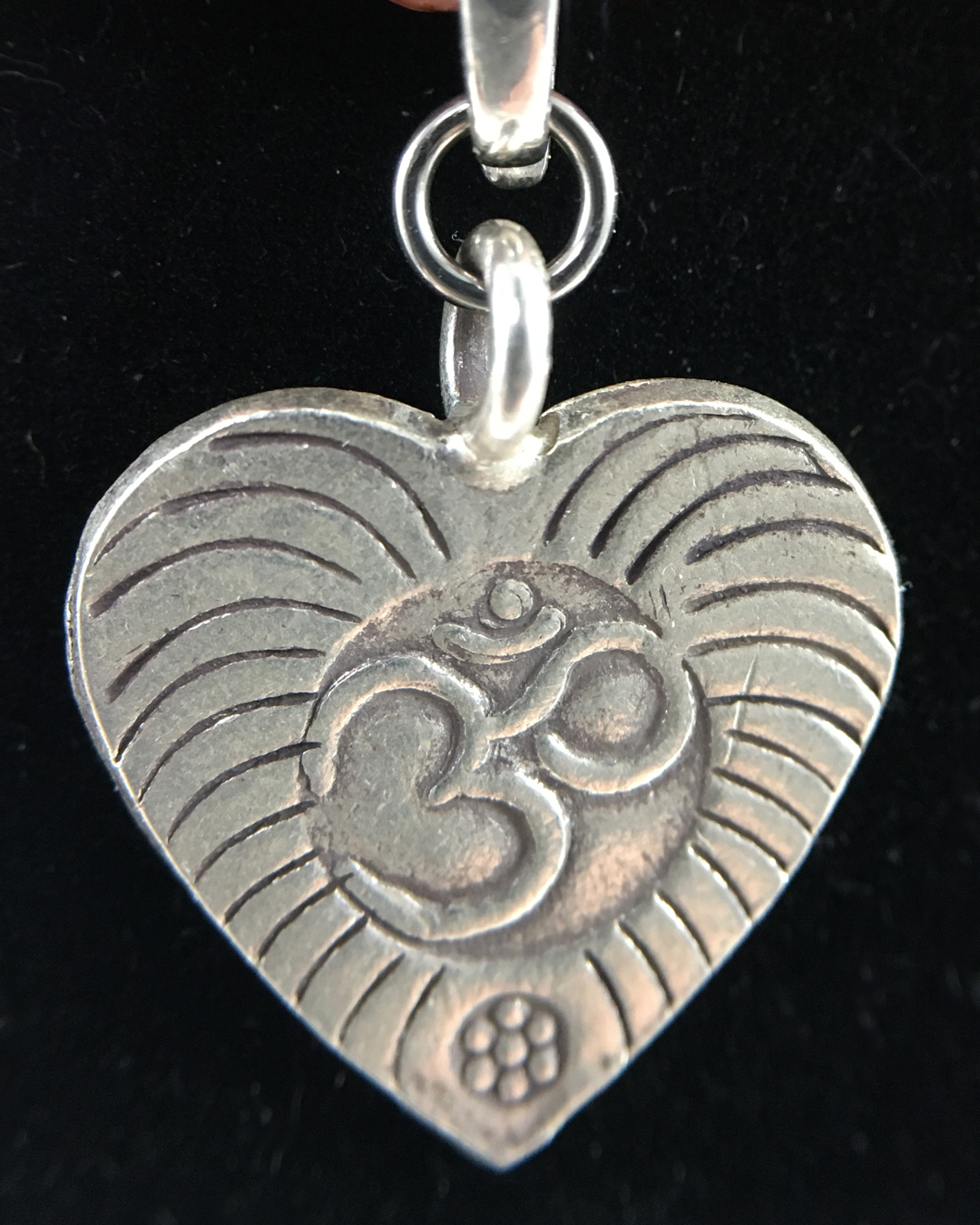 Red Stone Bead and Sterling Ohm Heart Necklace picture