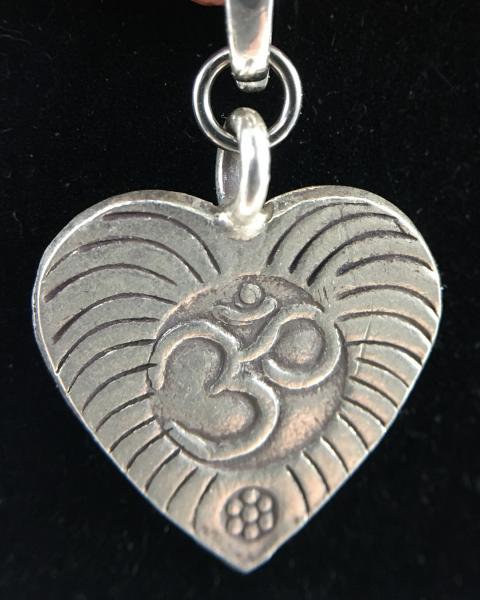 Red Stone Bead and Sterling Ohm Heart Necklace picture