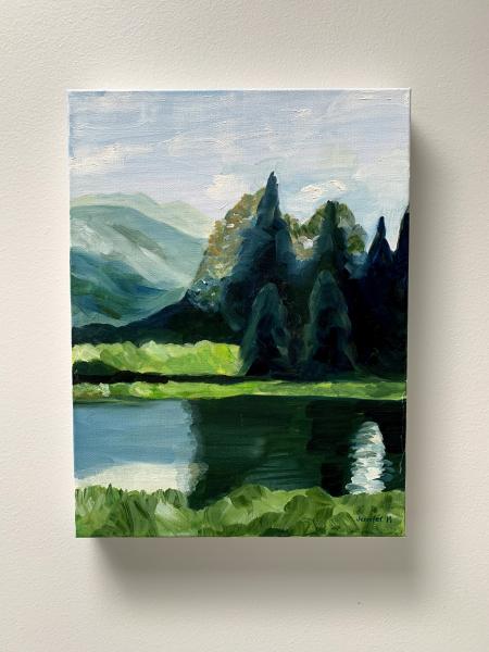 12" x 16" "Lake Day" oil painting on canvas picture