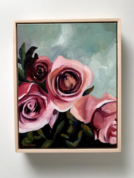 16" x 20" "Full Pink Blooms" framed Oil Painting on Gallery Wrapped Canvas