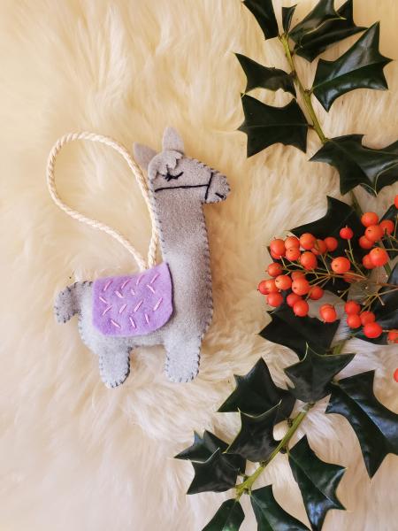 Felt Llama Christmas Ornament picture