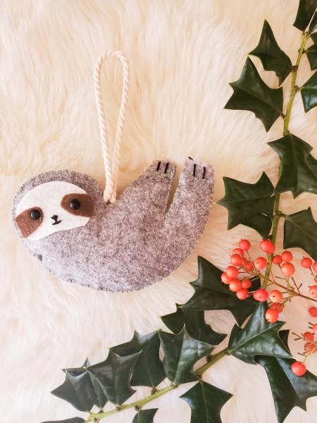 Felt Sloth Christmas Ornament