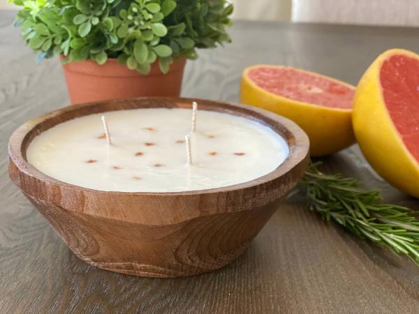 3 Wick Round Dough Bowl Candle picture