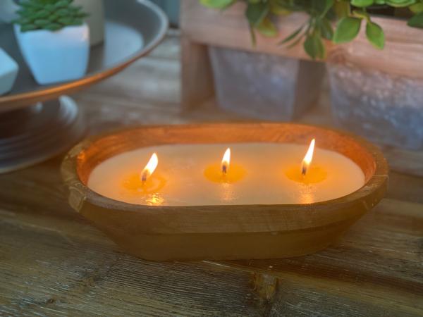 3 Wick Oval Dough Bowl Candle picture