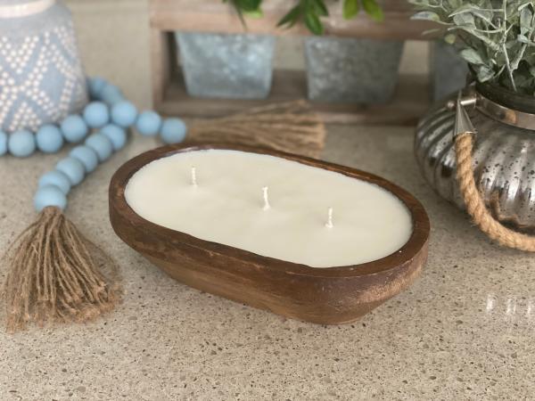 3 Wick Oval Dough Bowl Candle picture