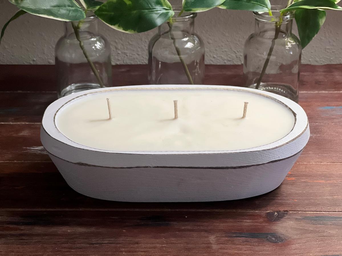 3 Wick Oval Dough Bowl Candle picture