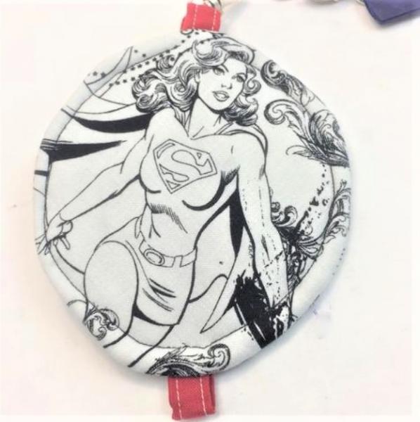 Female Super Heroes Round key chain pouches picture