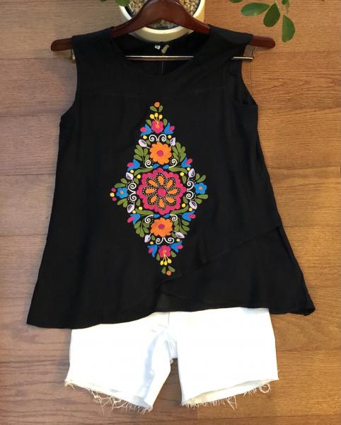 Women's Black Embroidered Top