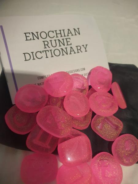 Enochian Rune Set - Barbie Pink Glitter picture