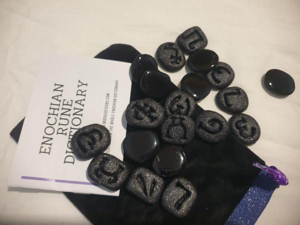 Enochian Rune Set - Black Glitter picture