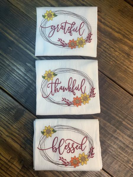 Grateful, Thankful, Blessed Kitchen Towels picture