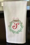 Personalized farmhouse embroidered wreath towel