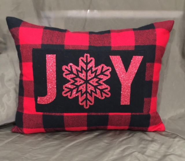 JOY Christmas pillow picture