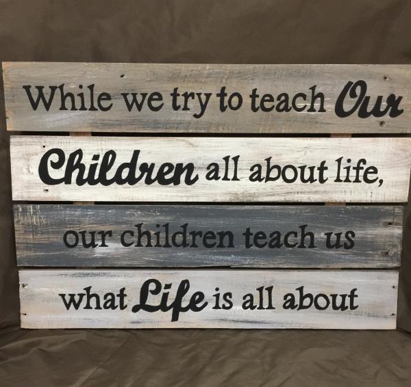 Reclaimed wood "Our children"  wall art picture