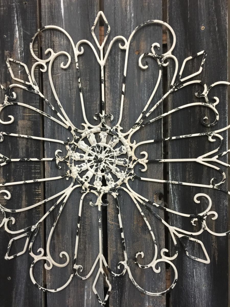 Antique black and white metal/wood wall art picture