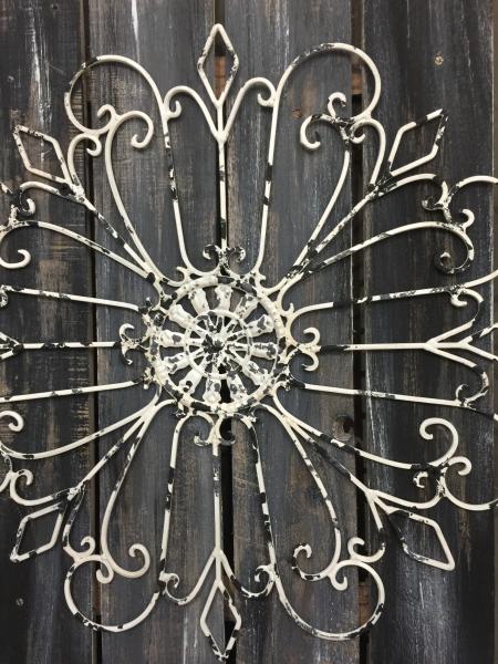 Antique black and white metal/wood wall art picture
