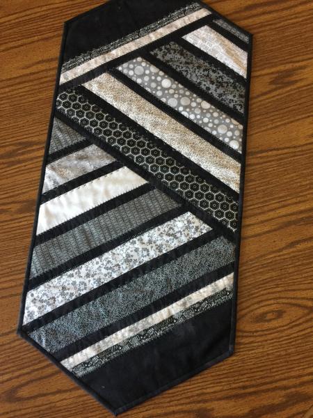 Small multi-black striped table runner