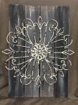 Antique black and white metal/wood wall art