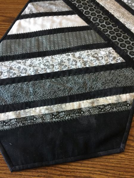 Small multi-black striped table runner picture