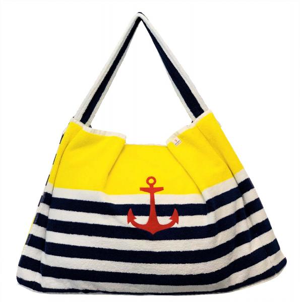 Yellow/Navy Resort Beachable - 3 in 1 beach towel, tote bag, chair cover