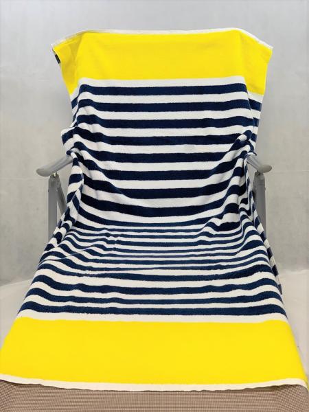 Yellow/Navy Resort Beachable - 3 in 1 beach towel, tote bag, chair cover picture