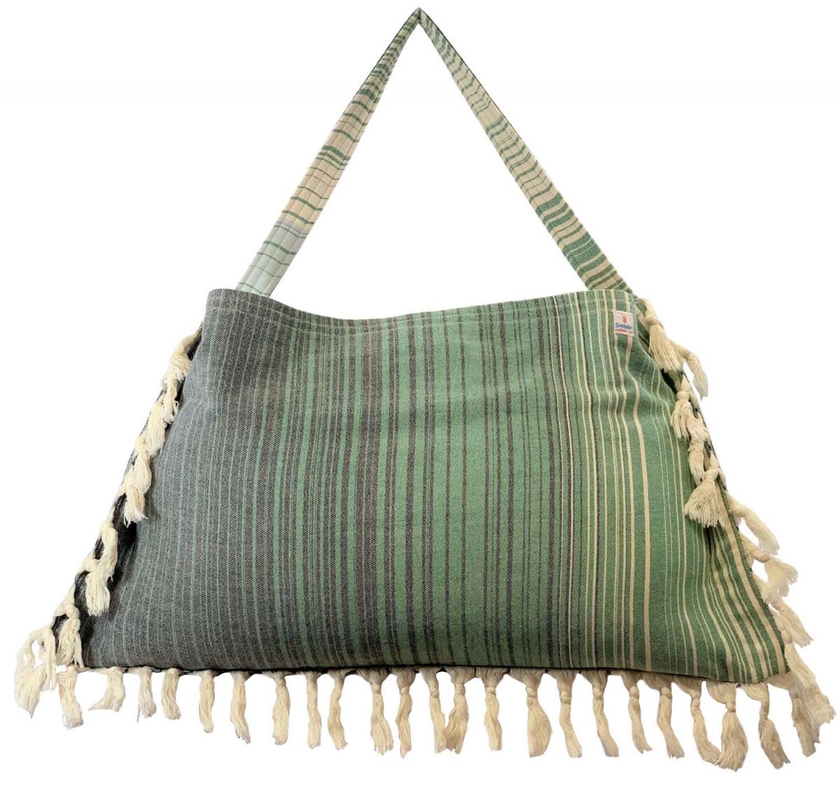 Green/Black/Ivory Turkish Beachable - Customizable 3 in 1 beach towel, tote bag, chair cover picture