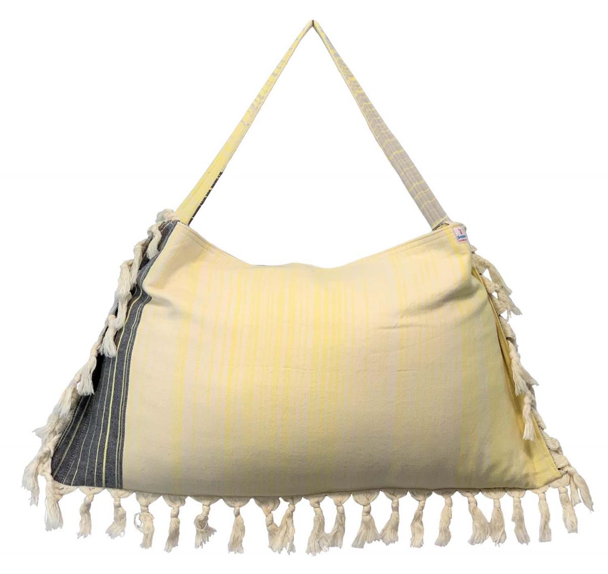 Yellow/Gray Turkish Beachable - Customizable 3 in 1 beach towel, tote bag, chair cover picture