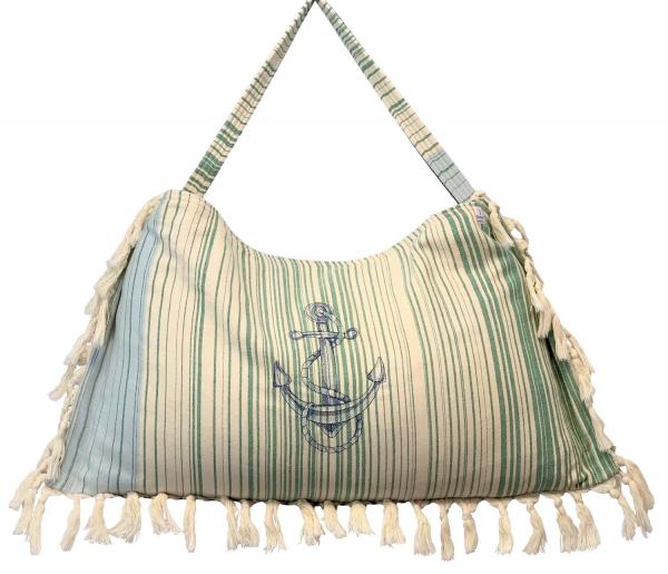 Green/Black/Ivory Turkish Beachable - Customizable 3 in 1 beach towel, tote bag, chair cover