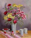 Floral with Cupcake and Milk Glass - Original Painting