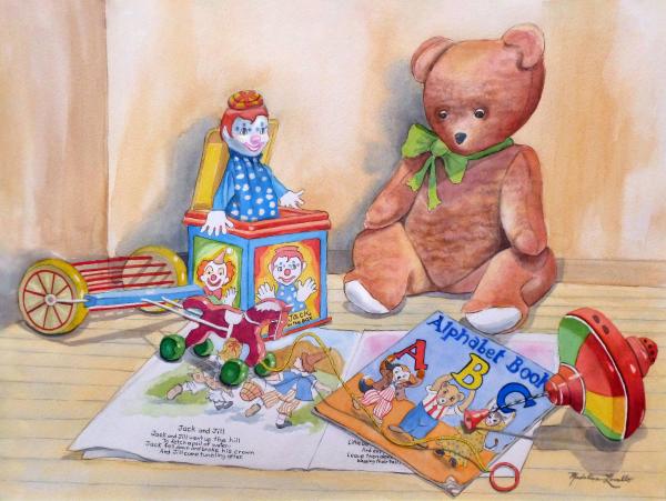 Teddy with Books and Toys picture