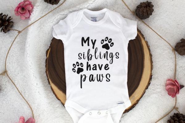 My Siblings Have Paws Baby Bodysuit picture